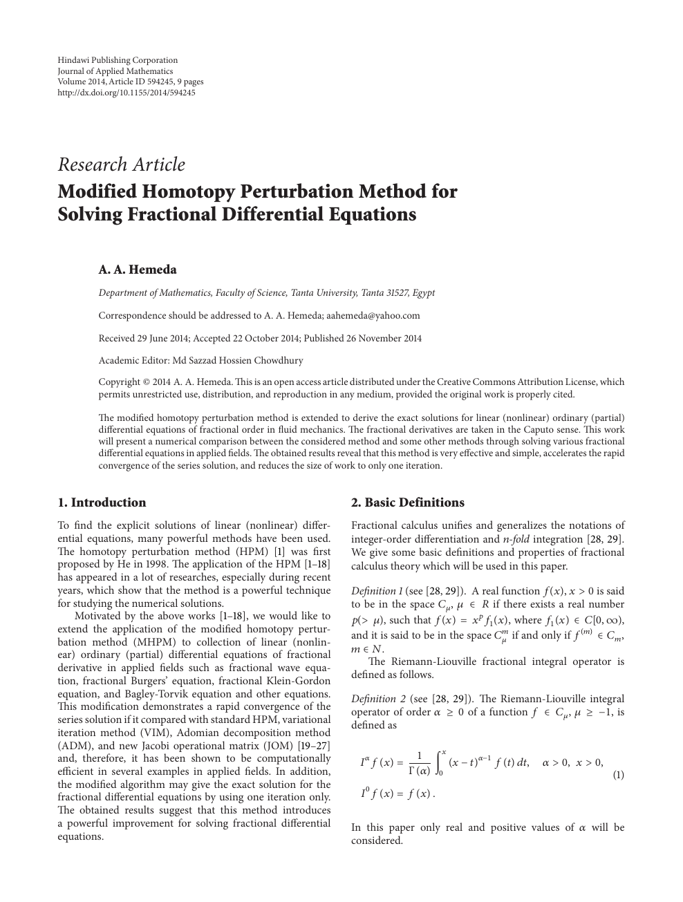 Modified Homotopy Perturbation Method For Solving Fractional Differential Equations Topic Of Research Paper In Mathematics Download Scholarly Article Pdf And Read For Free On Cyberleninka Open Science Hub