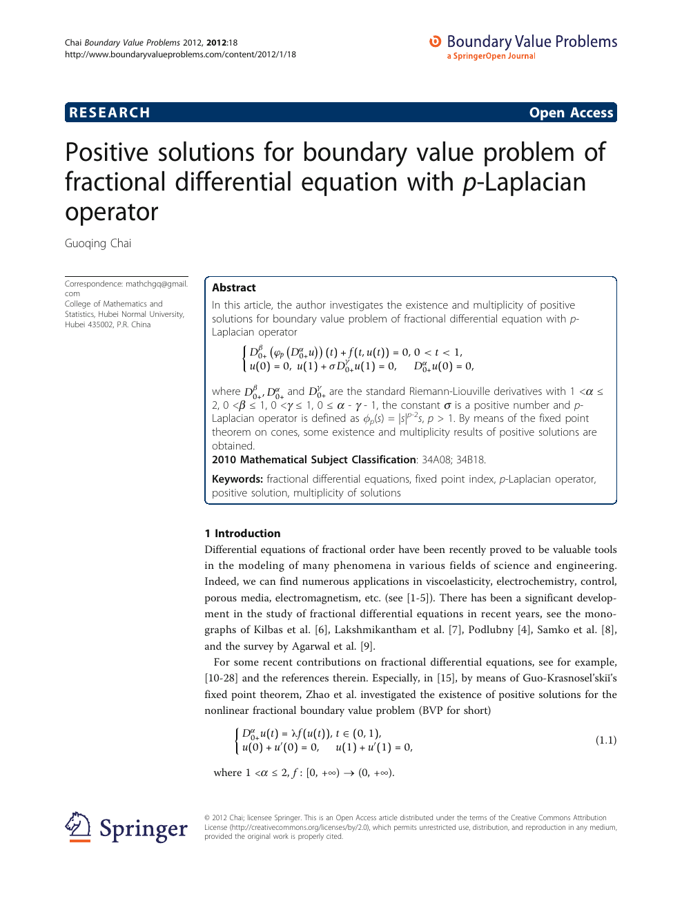 Positive Solutions For Boundary Value Problem Of Fractional Differential Equation With P Laplacian Operator Topic Of Research Paper In Mathematics Download Scholarly Article Pdf And Read For Free On Cyberleninka Open Science