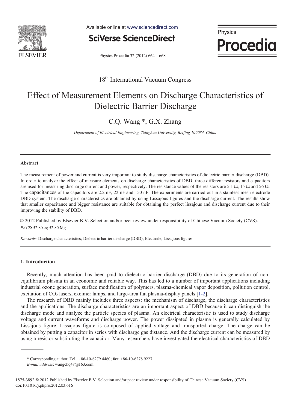 Effect Of Measurement Elements On Discharge Characteristics Of Dielectric Barrier Discharge Topic Of Research Paper In Materials Engineering Download Scholarly Article Pdf And Read For Free On Cyberleninka Open Science Hub