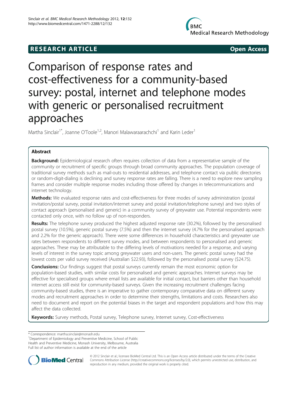våben dekorere baseball Comparison of response rates and cost-effectiveness for a community-based  survey: postal, internet and telephone modes with generic or personalised  recruitment approaches – topic of research paper in Sociology. Download  scholarly article PDF