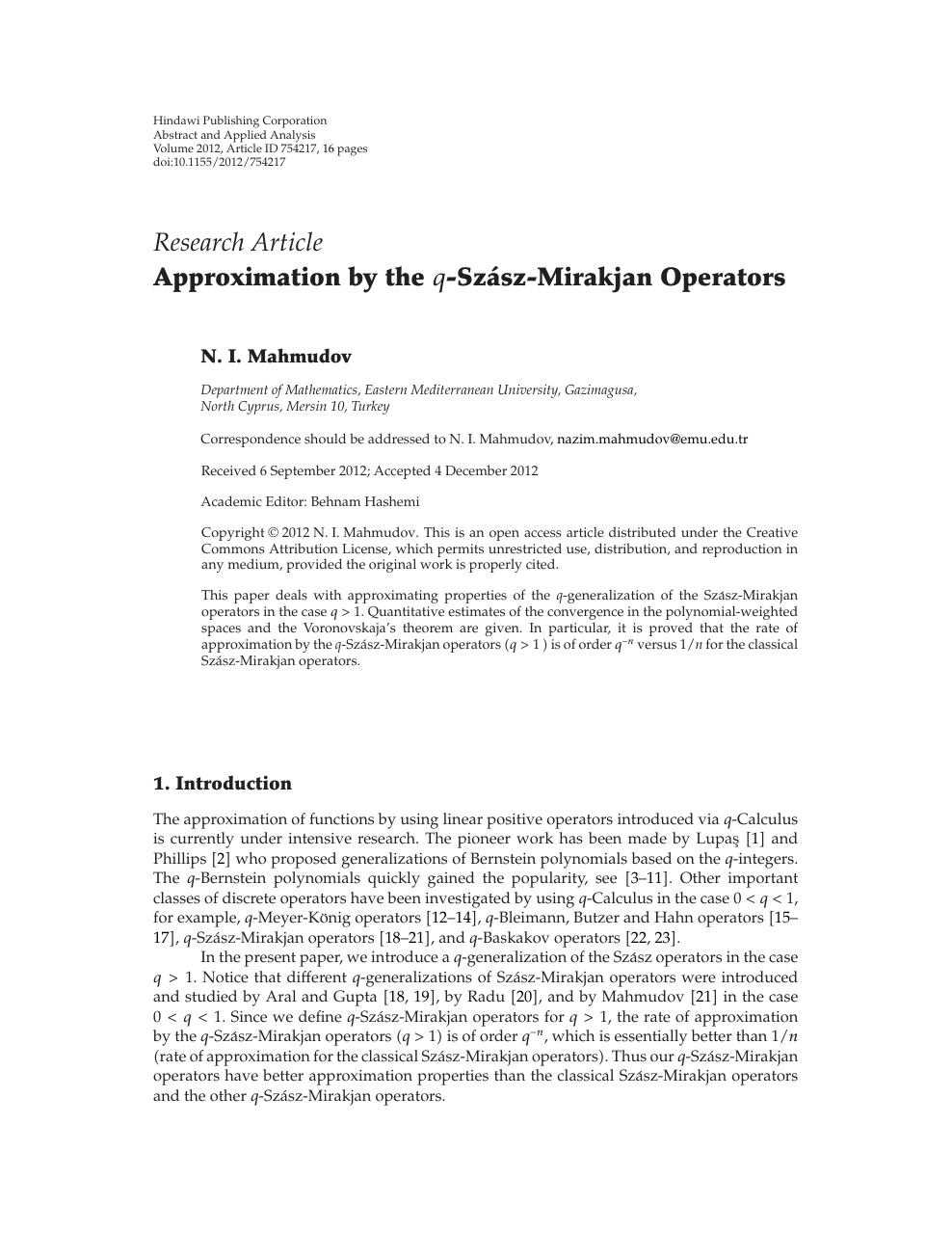 Approximation By The Szasz Mirakjan Operators Topic Of Research Paper In Mathematics Download Scholarly Article Pdf And Read For Free On Cyberleninka Open Science Hub