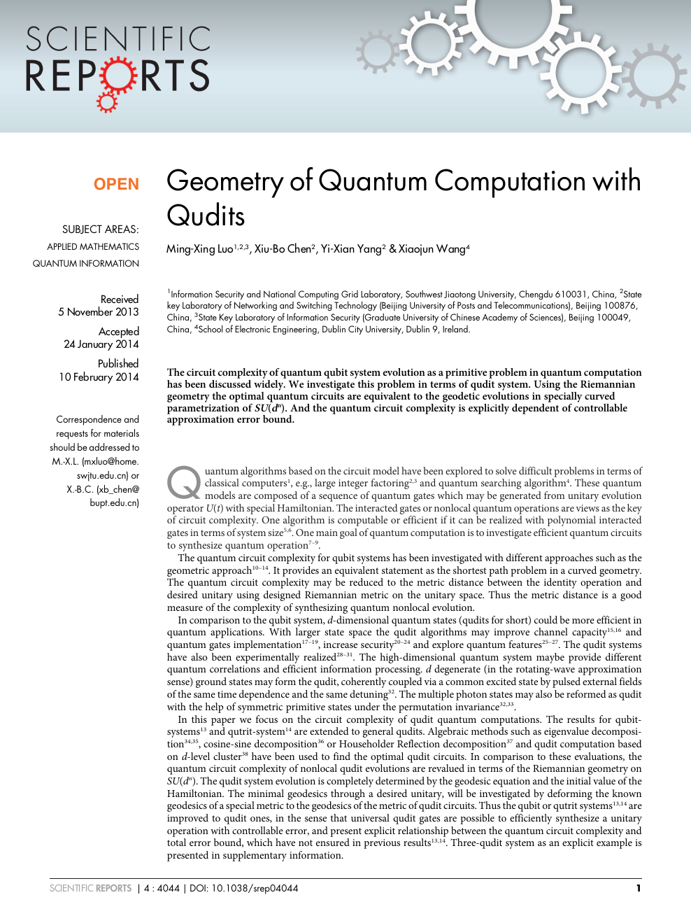 Geometry Of Quantum Computation With Qudits Topic Of Research Paper In Physical Sciences Download Scholarly Article Pdf And Read For Free On Cyberleninka Open Science Hub