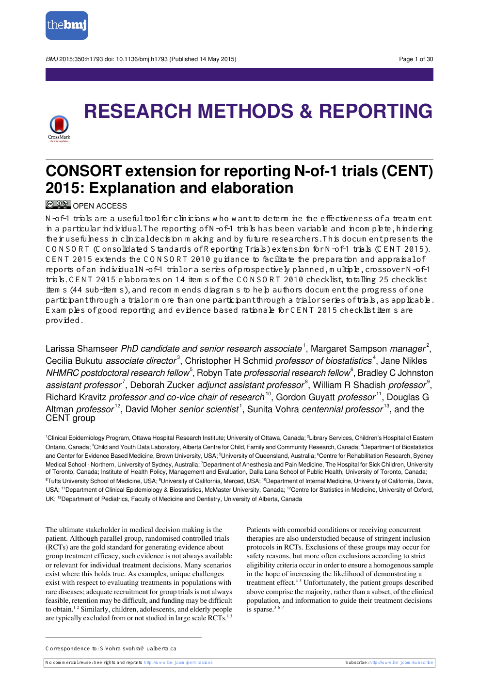 Consort Extension For Reporting N Of 1 Trials Cent 15 Explanation And Elaboration Topic Of Research Paper In Clinical Medicine Download Scholarly Article Pdf And Read For Free On Cyberleninka Open Science Hub