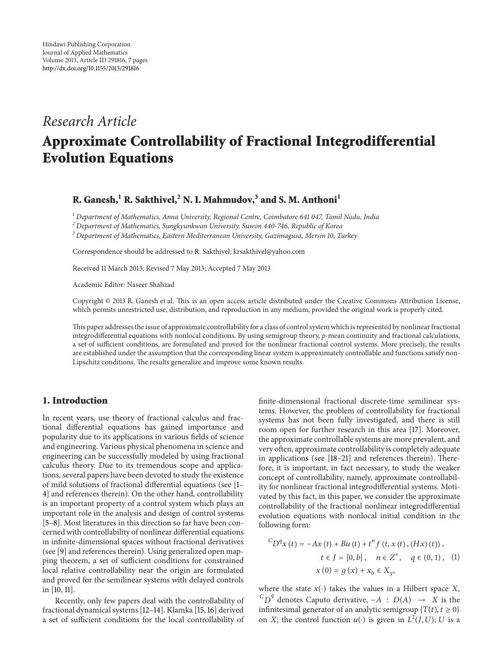 Approximate Controllability Of Fractional Integrodifferential Evolution Equations Topic Of Research Paper In Mathematics Download Scholarly Article Pdf And Read For Free On Cyberleninka Open Science Hub