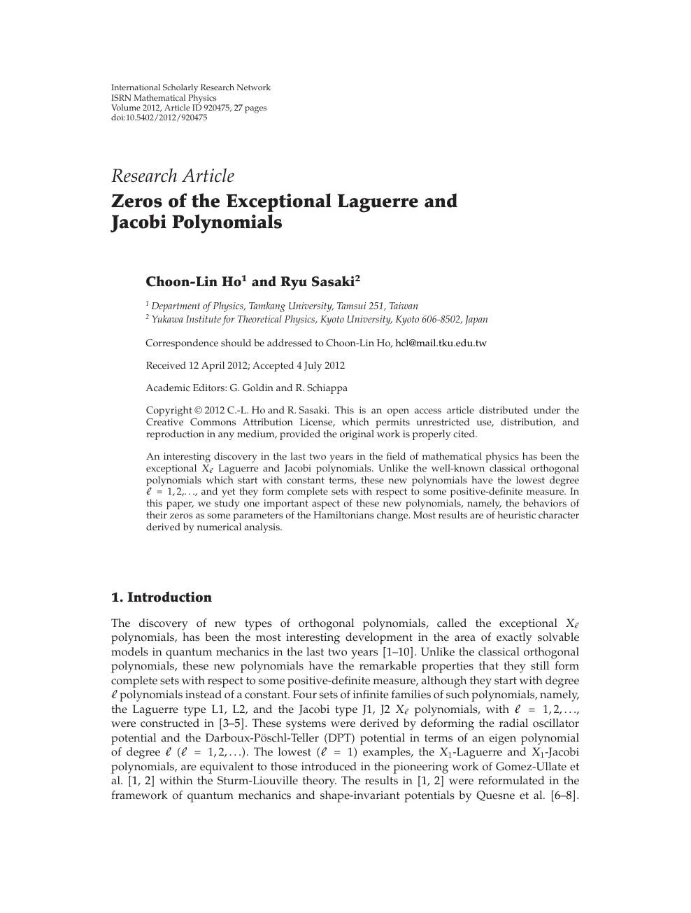 Zeros Of The Exceptional Laguerre And Jacobi Polynomials Topic Of Research Paper In Mathematics Download Scholarly Article Pdf And Read For Free On Cyberleninka Open Science Hub
