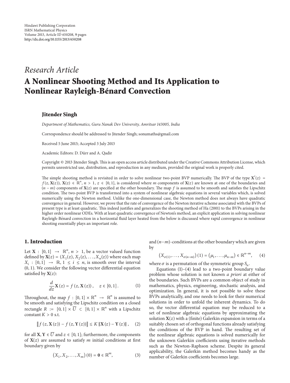 A Nonlinear Shooting Method And Its Application To Nonlinear Rayleigh Benard Convection Topic Of Research Paper In Mathematics Download Scholarly Article Pdf And Read For Free On Cyberleninka Open Science Hub