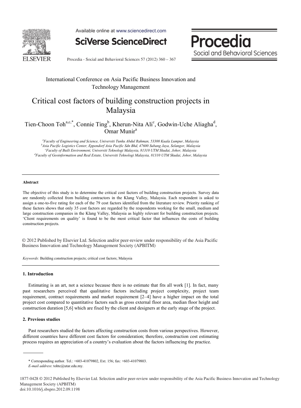Critical Cost Factors Of Building Construction Projects In Malaysia Topic Of Research Paper In Civil Engineering Download Scholarly Article Pdf And Read For Free On Cyberleninka Open Science Hub