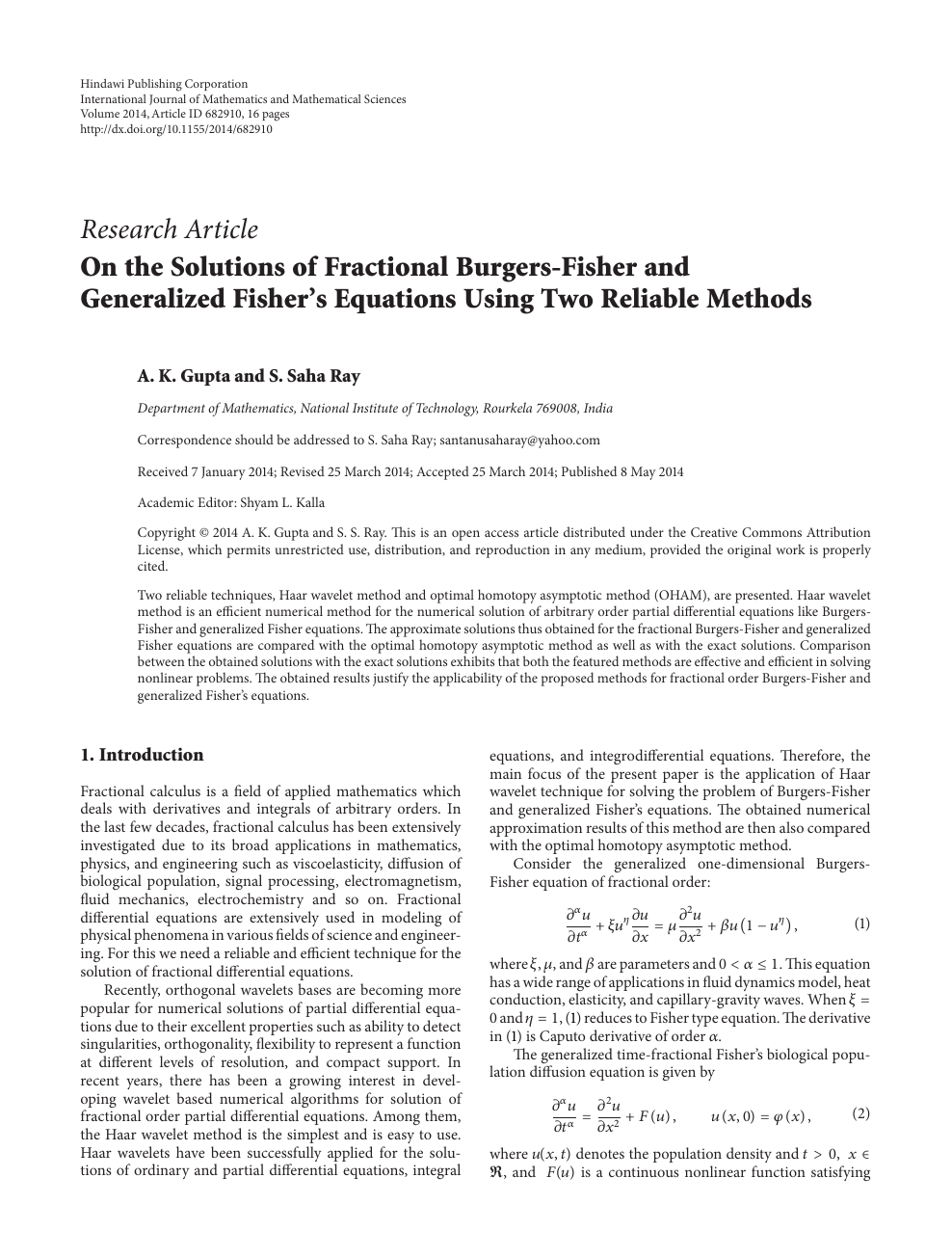 On The Solutions Of Fractional Burgers Fisher And Generalized Fisher S Equations Using Two Reliable Methods Topic Of Research Paper In Mathematics Download Scholarly Article Pdf And Read For Free On Cyberleninka Open
