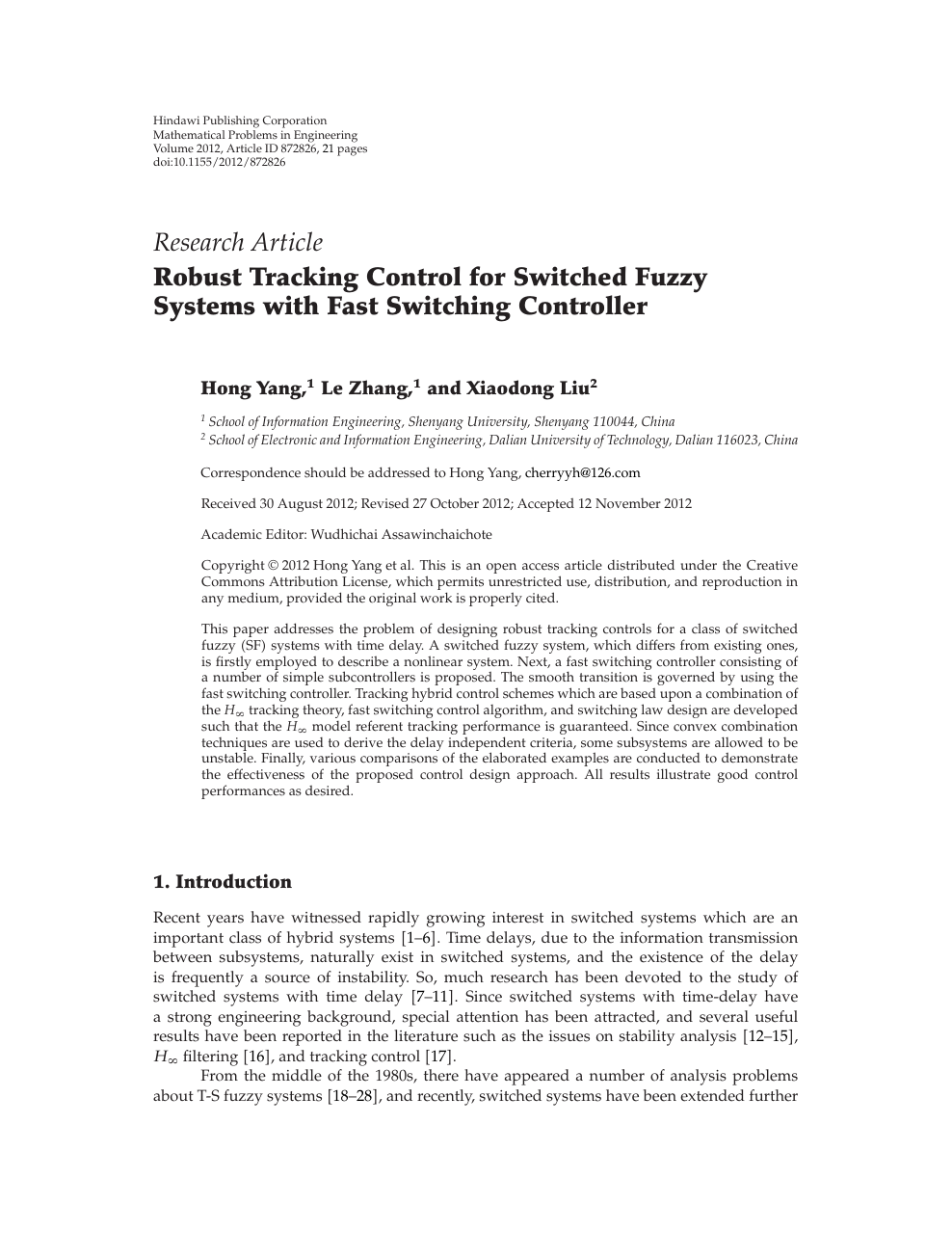Robust Tracking Control For Switched Fuzzy Systems With Fast Switching Controller Topic Of Research Paper In Mathematics Download Scholarly Article Pdf And Read For Free On Cyberleninka Open Science Hub