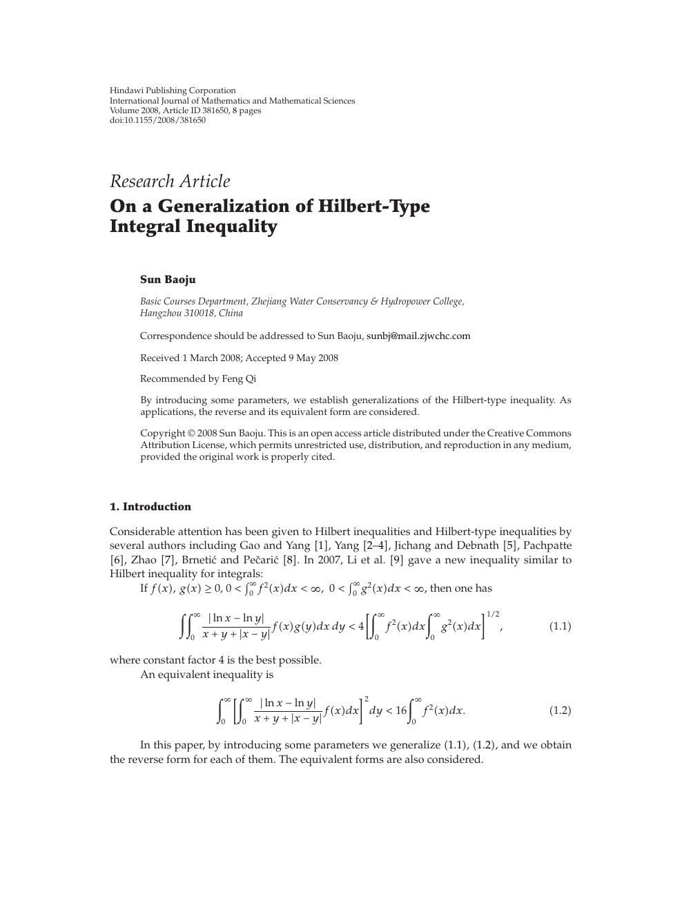 On A Generalization Of Hilbert Type Integral Inequality Topic Of Research Paper In Mathematics Download Scholarly Article Pdf And Read For Free On Cyberleninka Open Science Hub