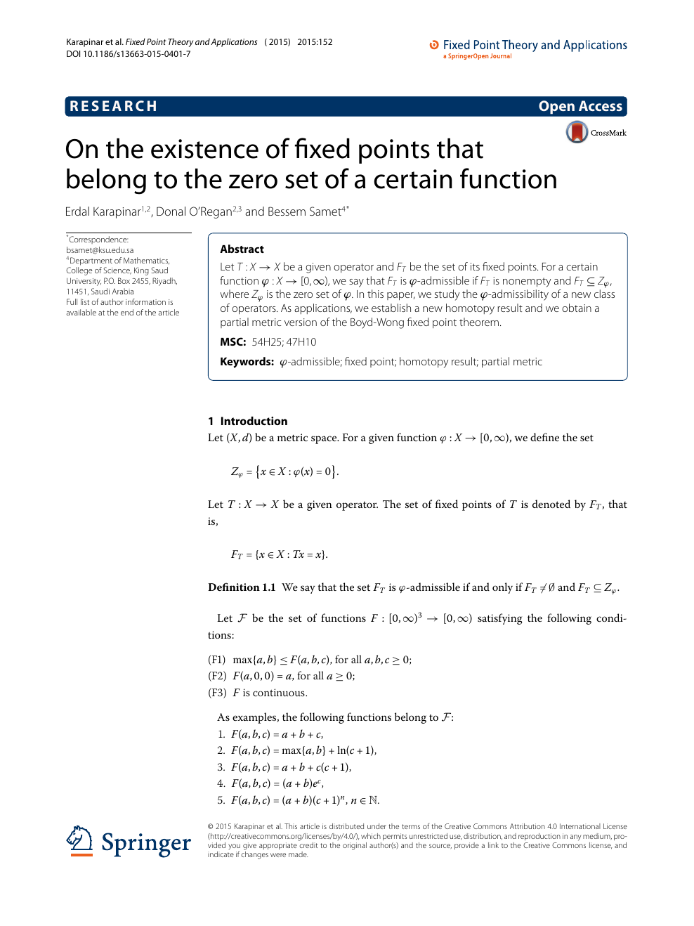 On The Existence Of Fixed Points That Belong To The Zero Set Of A Certain Function Topic Of Research Paper In Mathematics Download Scholarly Article Pdf And Read For Free On