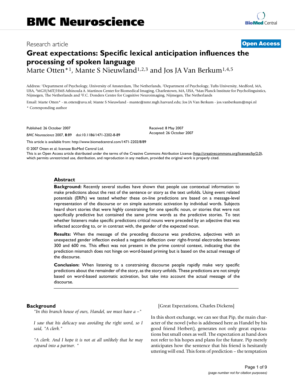 Great Expectations Specific Lexical Anticipation Influences The