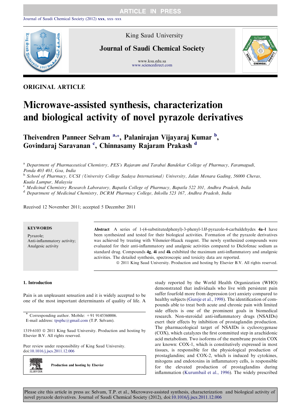 Microwave Assisted Synthesis Characterization And Biological Activity Of Novel Pyrazole Derivatives Topic Of Research Paper In Chemical Sciences Download Scholarly Article Pdf And Read For Free On Cyberleninka Open Science Hub