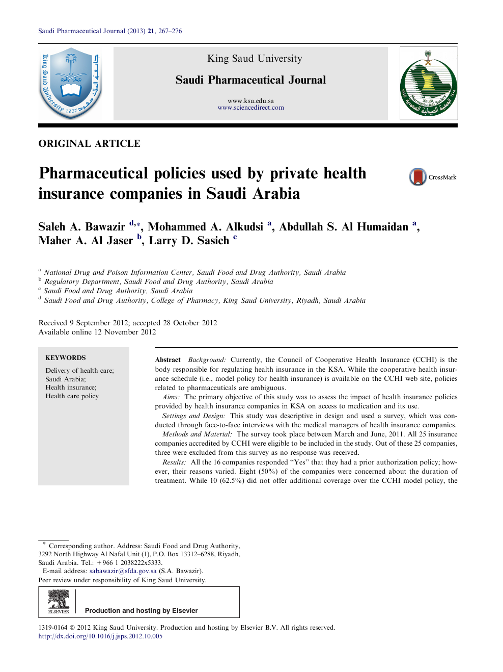 Pharmaceutical Policies Used By Private Health Insurance Companies In Saudi Arabia Topic Of Research Paper In Clinical Medicine Download Scholarly Article Pdf And Read For Free On Cyberleninka Open Science Hub