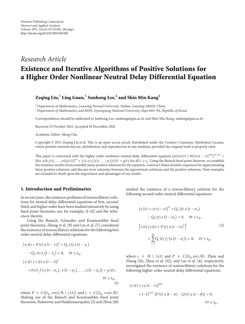 Existence And Iterative Algorithms Of Positive Solutions For A Higher Order Nonlinear Neutral Delay Differential Equation Topic Of Research Paper In Mathematics Download Scholarly Article Pdf And Read For Free On