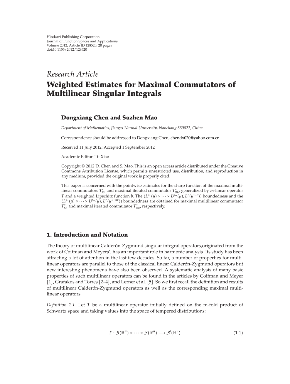 Weighted Estimates For Maximal Commutators Of Multilinear Singular Integrals Topic Of Research Paper In Mathematics Download Scholarly Article Pdf And Read For Free On Cyberleninka Open Science Hub