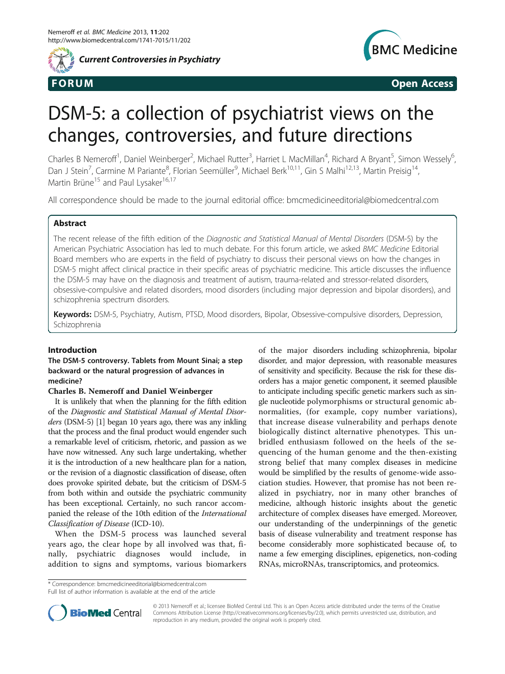 DSM-5: a collection of psychiatrist views on the changes, controversies,  and future directions – topic of research paper in Clinical medicine.  Download scholarly article PDF and read for free on CyberLeninka open