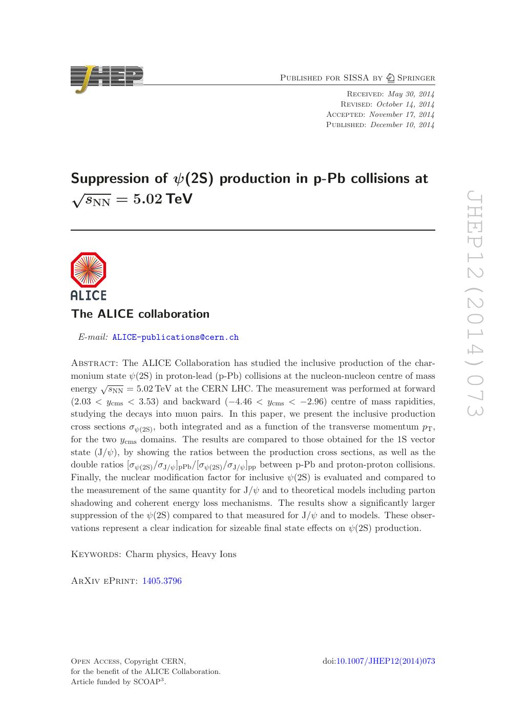 Suppression Of Ps 2s Production In P Pb Collisions At S N N Sqrt S Mathrm Nn 5 02 Tev Topic Of Research Paper In Physical Sciences Download Scholarly Article Pdf And Read For