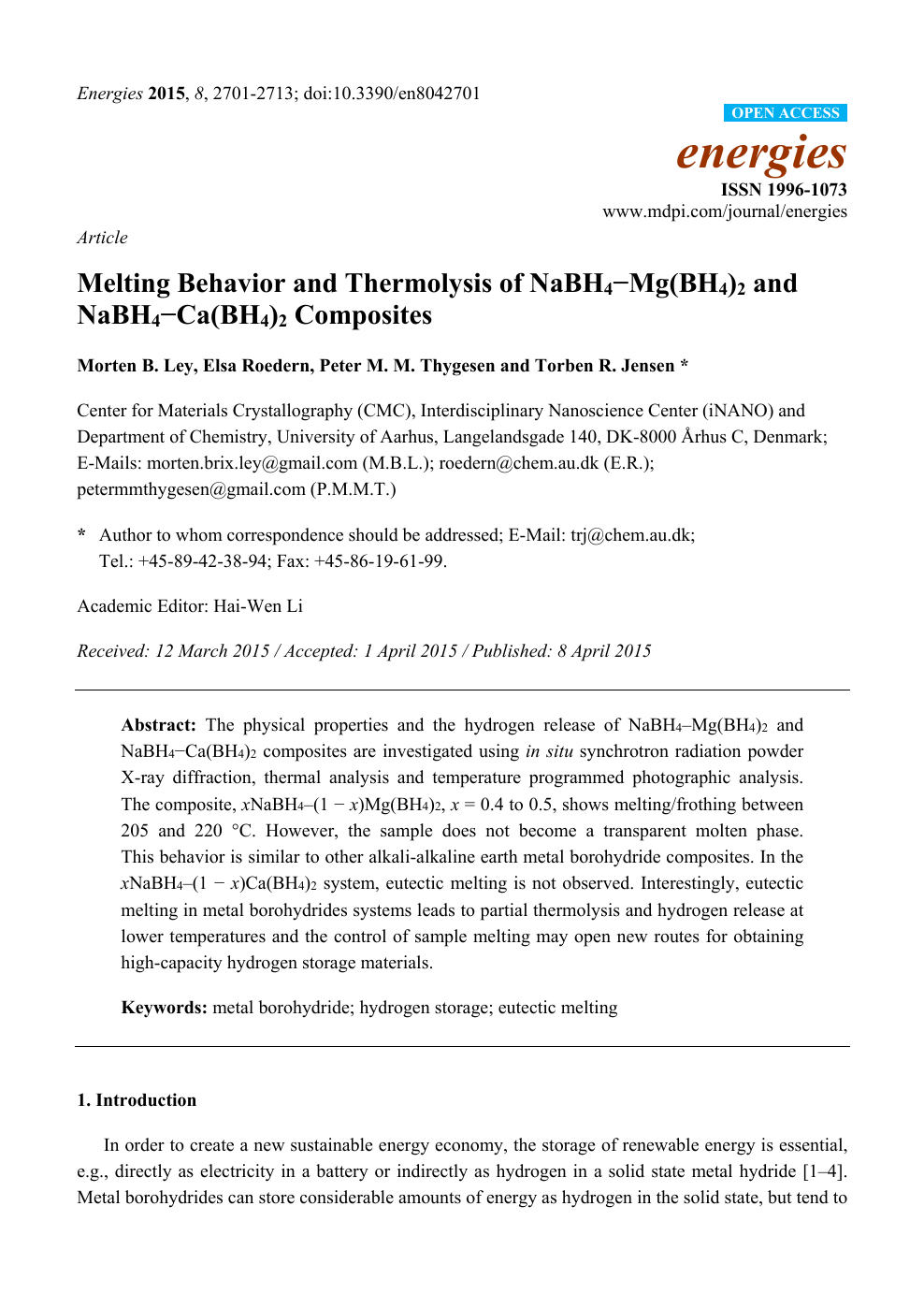 Melting Behavior And Thermolysis Of Nabh4 Mg Bh4 2 And Nabh4 Ca Bh4 2 Composites Topic Of Research Paper In Nano Technology Download Scholarly Article Pdf And Read For Free On Cyberleninka Open Science Hub