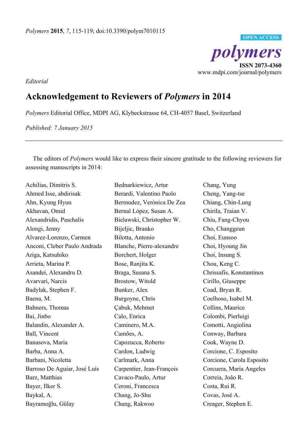 Reviewer acknowledgement 2013 – topic of research paper in Biological  sciences. Download scholarly article PDF and read for free on CyberLeninka  open science hub.