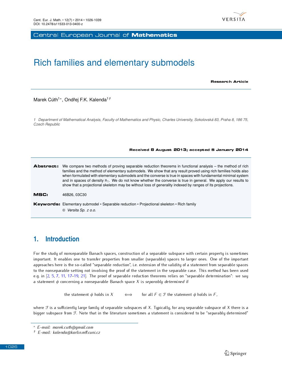 Rich Families And Elementary Submodels Topic Of Research Paper In Mathematics Download Scholarly Article Pdf And Read For Free On Cyberleninka Open Science Hub