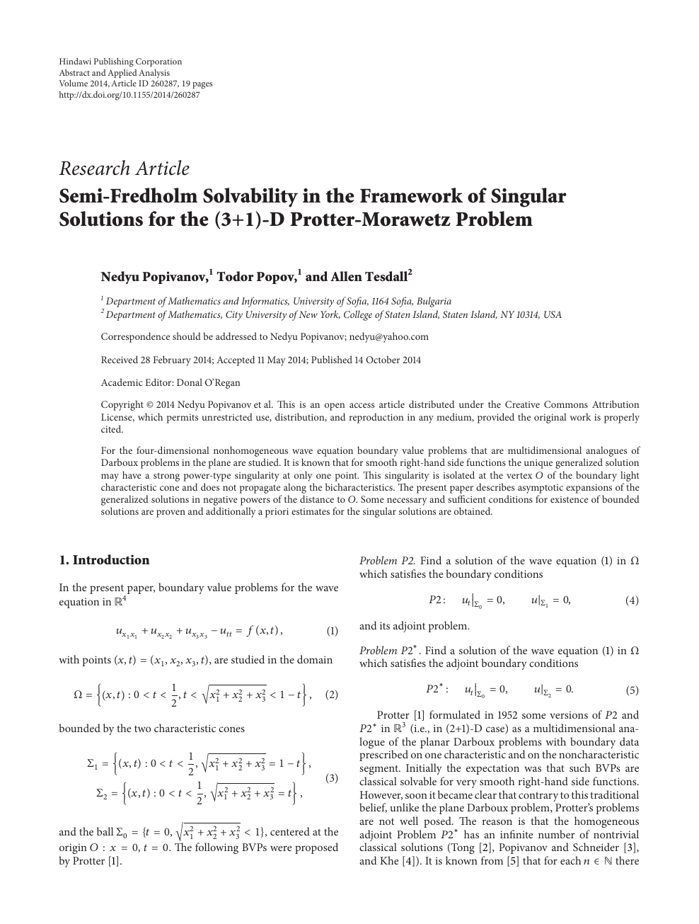 Semi Fredholm Solvability In The Framework Of Singular Solutions For The 3 1 D Protter Morawetz Problem Topic Of Research Paper In Mathematics Download Scholarly Article Pdf And Read For Free On Cyberleninka Open Science