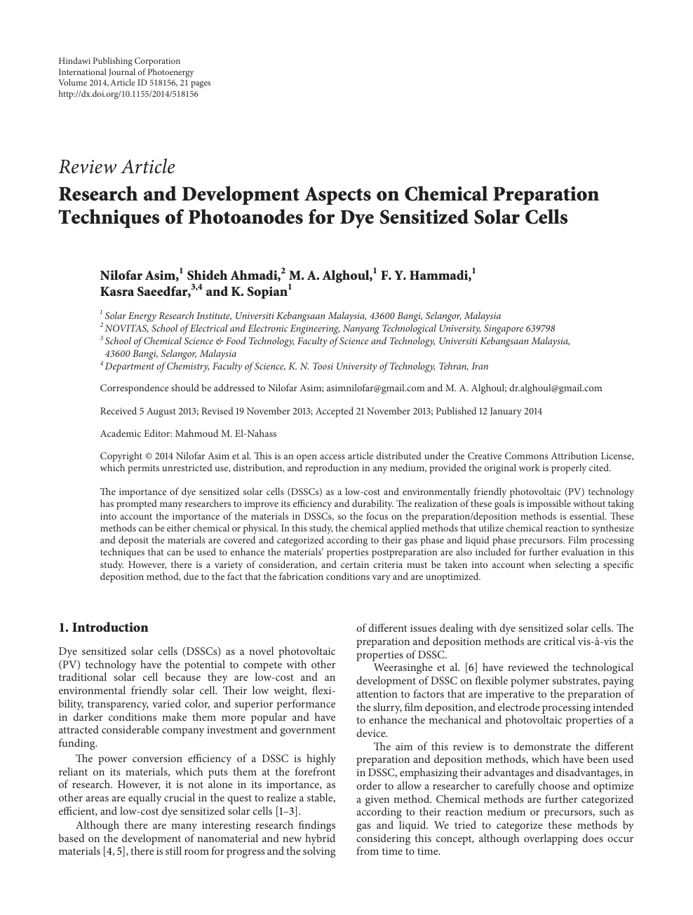 Research And Development Aspects On Chemical Preparation Techniques Of Photoanodes For Dye Sensitized Solar Cells Topic Of Research Paper In Nano Technology Download Scholarly Article Pdf And Read For Free On Cyberleninka