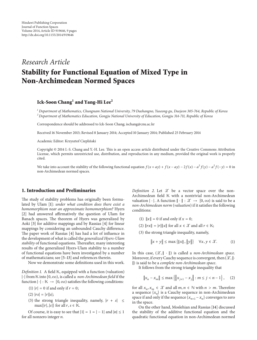Stability For Functional Equation Of Mixed Type In Non Archimedean Normed Spaces Topic Of Research Paper In Mathematics Download Scholarly Article Pdf And Read For Free On Cyberleninka Open Science Hub