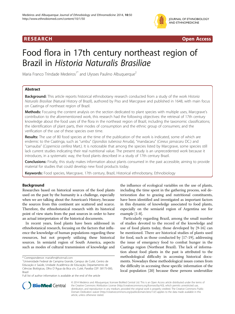 Food flora in 17th century northeast region of Brazil in Historia Naturalis  Brasiliae – topic of research paper in Biological sciences. Download  scholarly article PDF and read for free on CyberLeninka open