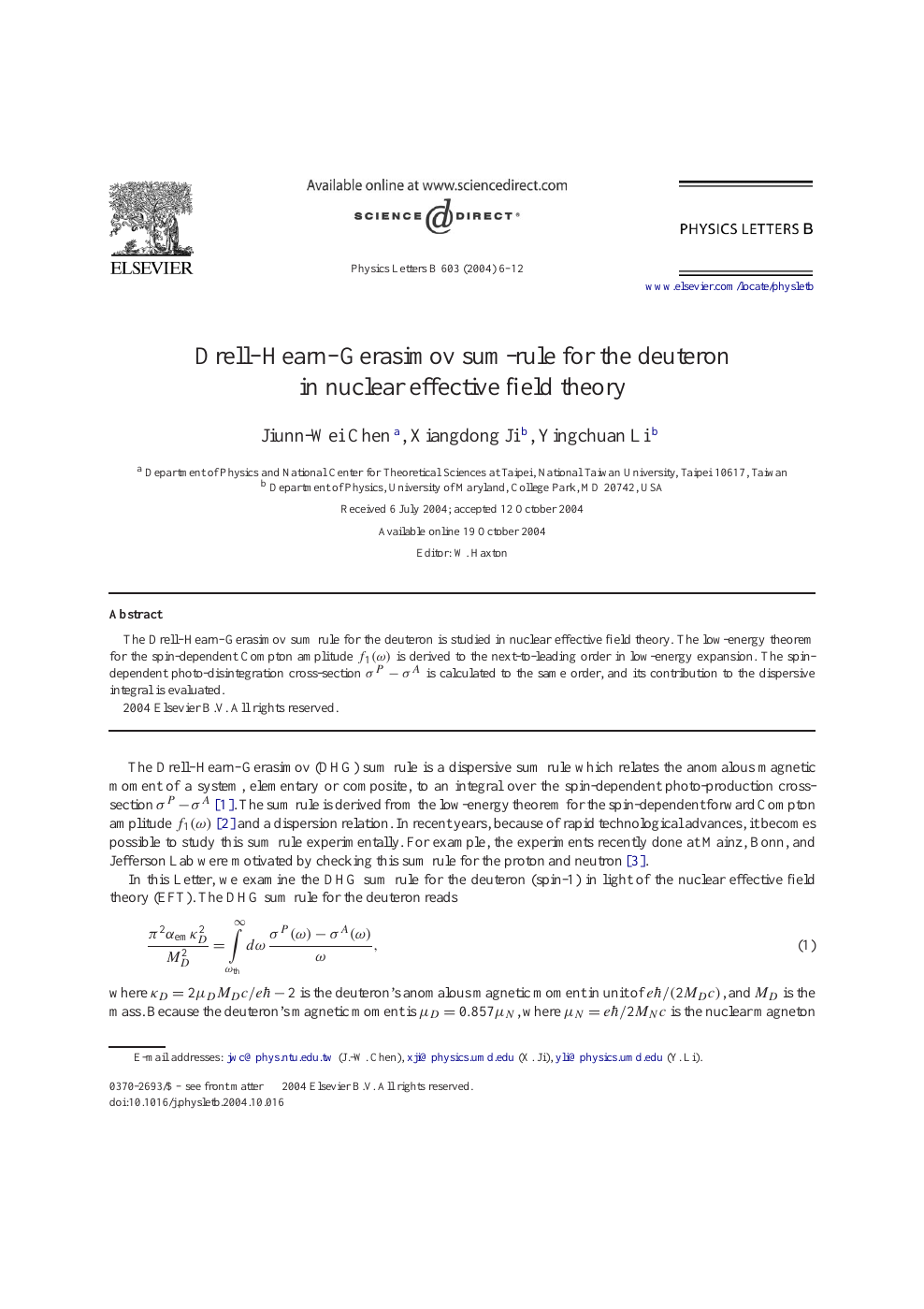 Drell Hearn Gerasimov Sum Rule For The Deuteron In Nuclear Effective Field Theory Topic Of Research Paper In Physical Sciences Download Scholarly Article Pdf And Read For Free On Cyberleninka Open Science Hub