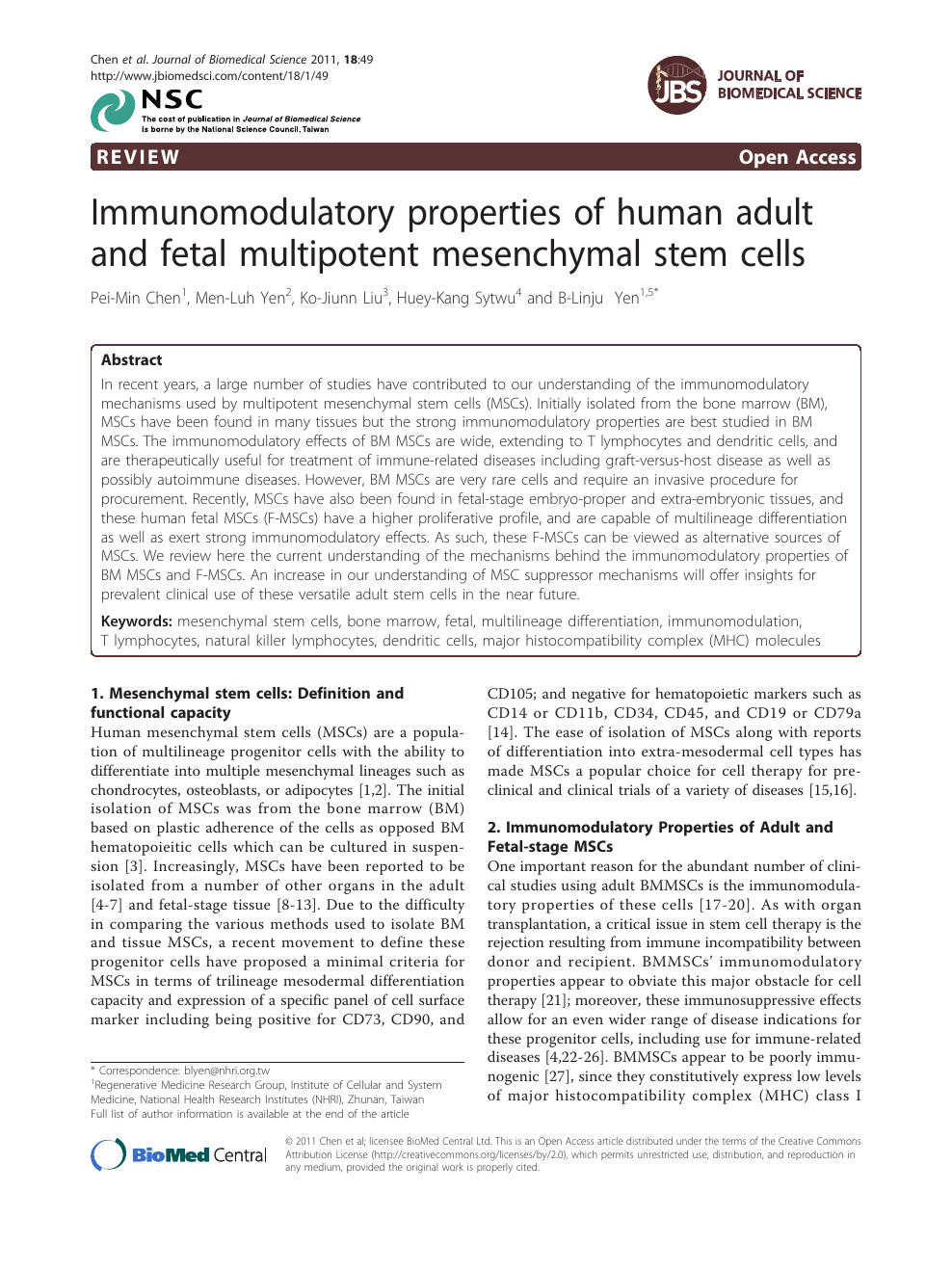 Immunomodulatory Properties Of Human Adult And Fetal Multipotent Mesenchymal Stem Cells Topic Of Research Paper In Biological Sciences Download Scholarly Article Pdf And Read For Free On Cyberleninka Open Science Hub