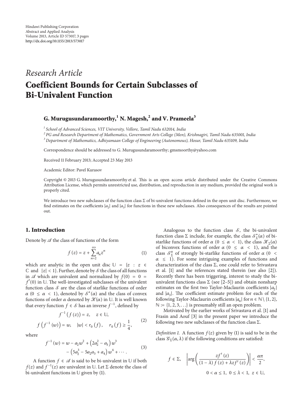 Coefficient Bounds For Certain Subclasses Of Bi Univalent Function Topic Of Research Paper In Mathematics Download Scholarly Article Pdf And Read For Free On Cyberleninka Open Science Hub