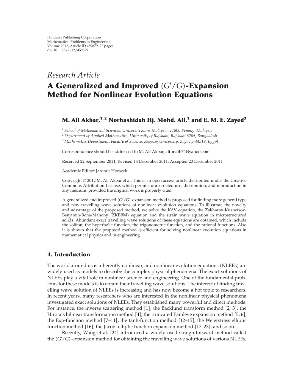 A Generalized And Improved G G Expansion Method For Nonlinear Evolution Equations Topic Of Research Paper In Mathematics Download Scholarly Article Pdf And Read For Free On Cyberleninka Open Science Hub