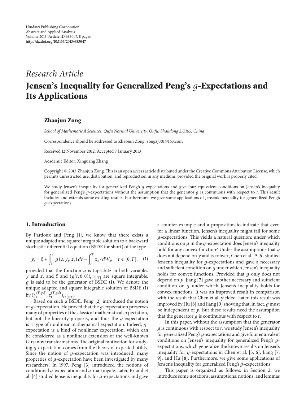 Jensen S Inequality For Generalized Peng S Expectations And Its Applications Topic Of Research Paper In Mathematics Download Scholarly Article Pdf And Read For Free On Cyberleninka Open Science Hub