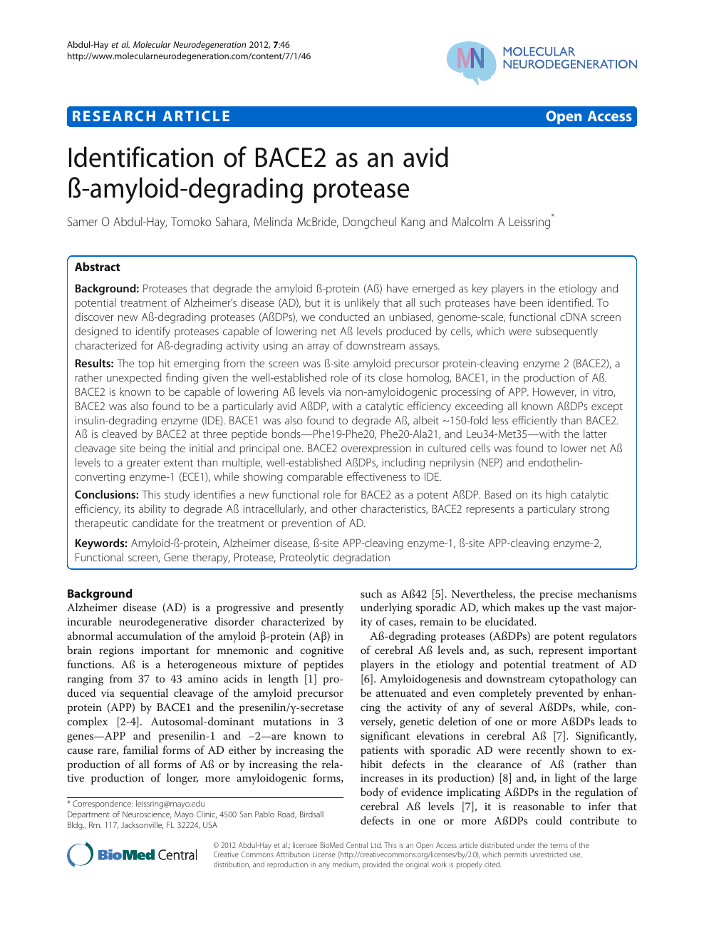 Identification Of Bace2 As An Avid Ss Amyloid Degrading Protease Topic Of Research Paper In Biological Sciences Download Scholarly Article Pdf And Read For Free On Cyberleninka Open Science Hub
