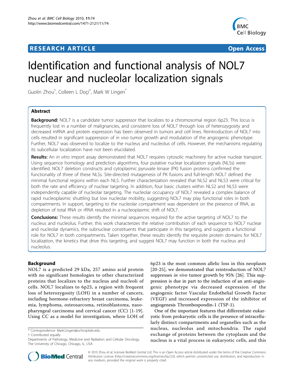 Identification And Functional Analysis Of Nol7 Nuclear And Nucleolar Localization Signals Topic Of Research Paper In Biological Sciences Download Scholarly Article Pdf And Read For Free On Cyberleninka Open Science Hub