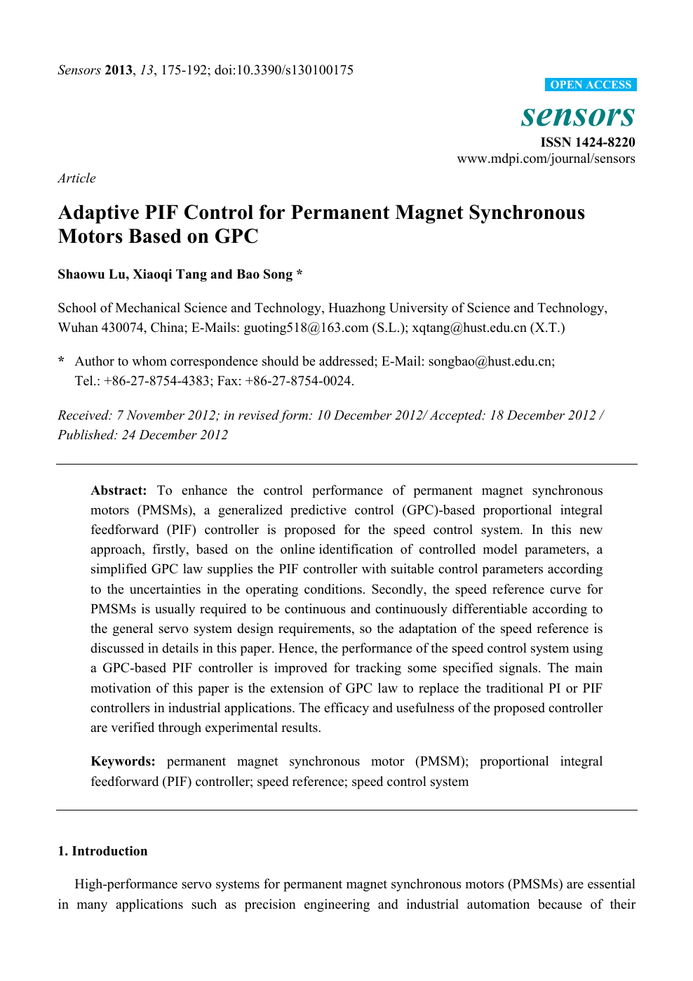 Adaptive Pif Control For Permanent Magnet Synchronous Motors Based On Gpc Topic Of Research Paper In Mechanical Engineering Download Scholarly Article Pdf And Read For Free On Cyberleninka Open Science Hub