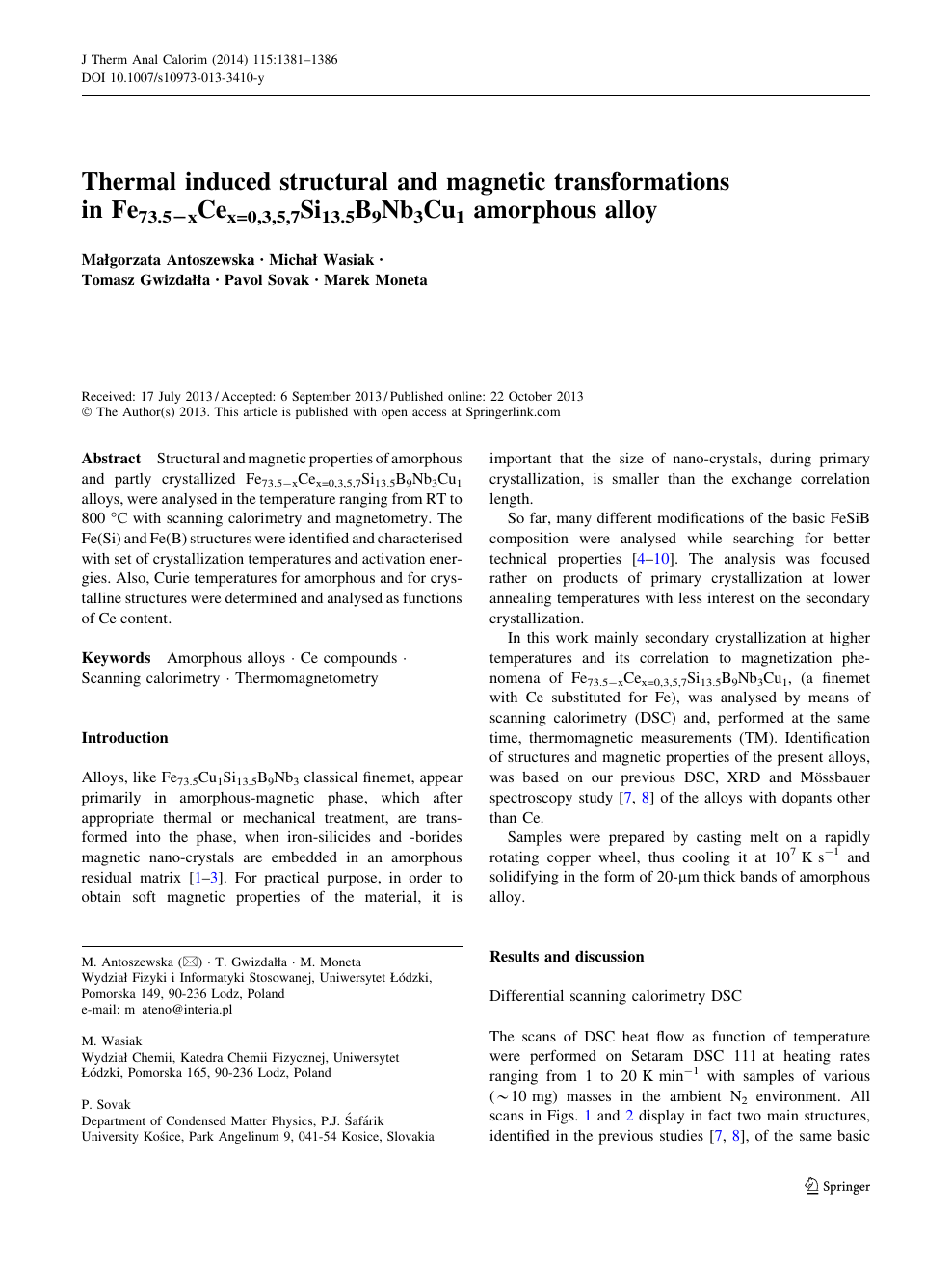 Thermal Induced Structural And Magnetic Transformations In Fe73 5 Xcex 0 3 5 7si13 5b9nb3cu1 Amorphous Alloy Topic Of Research Paper In Nano Technology Download Scholarly Article Pdf And Read For Free On Cyberleninka Open Science Hub