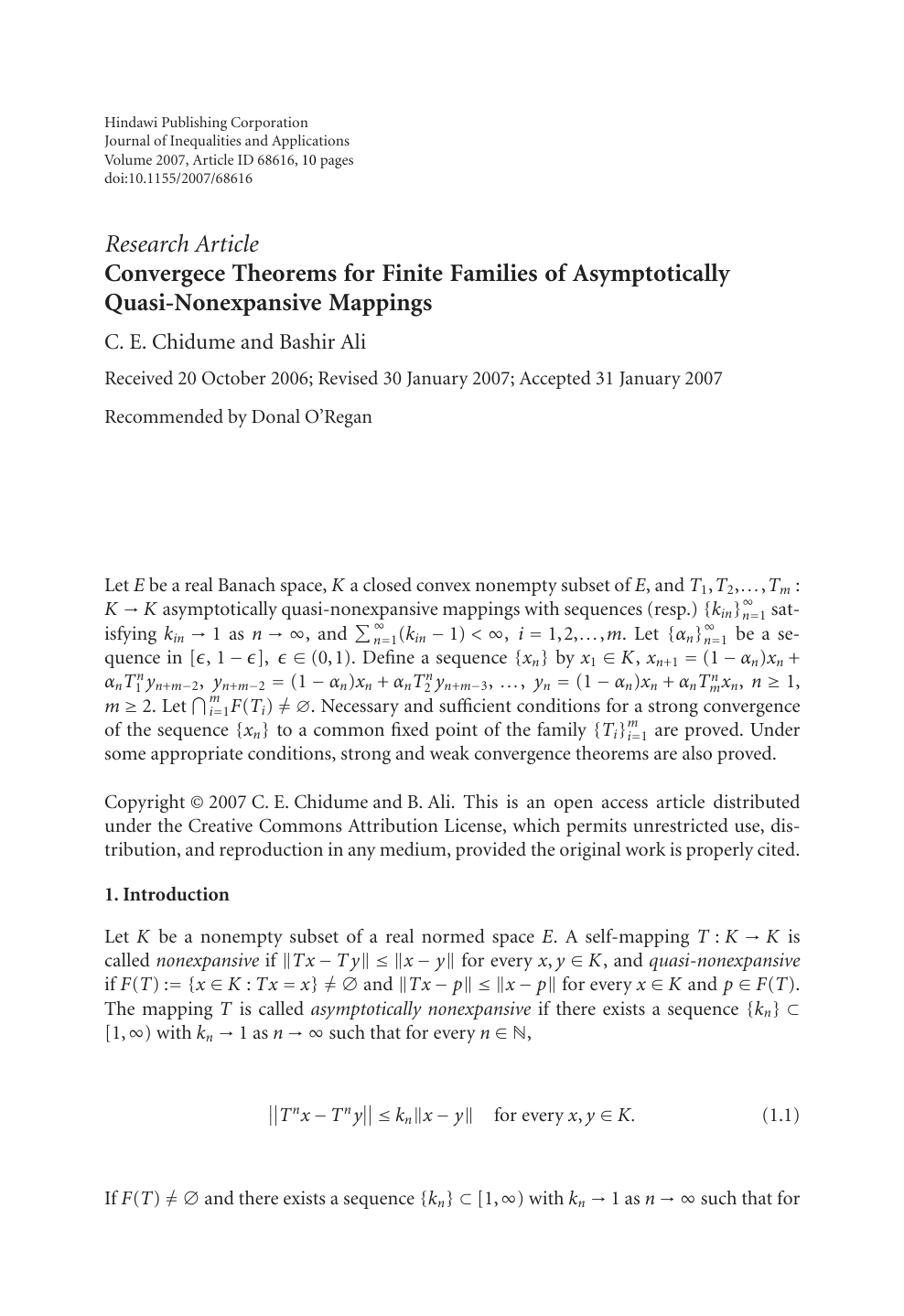 Convergece Theorems For Finite Families Of Asymptotically Quasi Nonexpansive Mappings Topic Of Research Paper In Mathematics Download Scholarly Article Pdf And Read For Free On Cyberleninka Open Science Hub