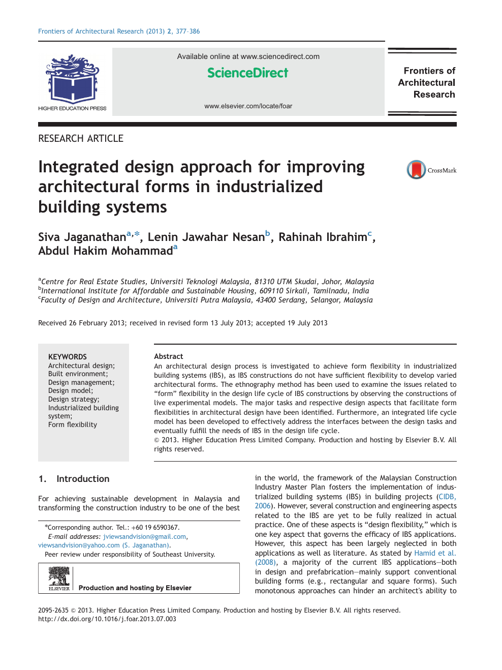 Integrated Design Approach For Improving Architectural Forms In Industrialized Building Systems Topic Of Research Paper In Mechanical Engineering Download Scholarly Article Pdf And Read For Free On Cyberleninka Open Science Hub