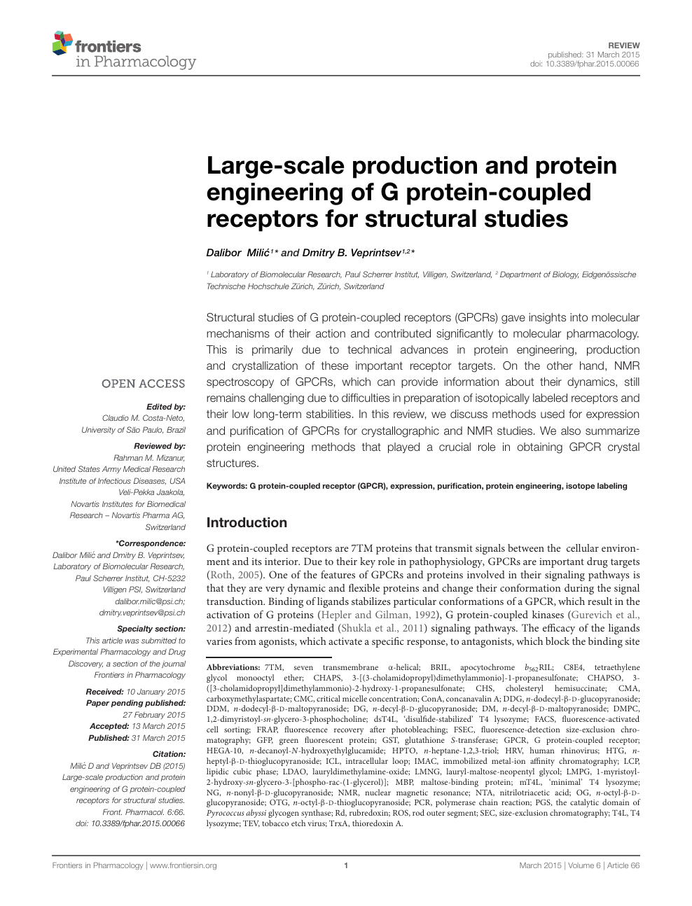 Large Scale Production And Protein Engineering Of G Protein Coupled Receptors For Structural Studies Topic Of Research Paper In Biological Sciences Download Scholarly Article Pdf And Read For Free On Cyberleninka Open Science