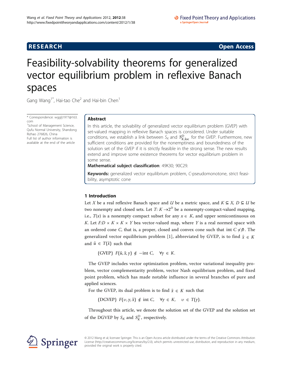 Feasibility Solvbility Theorems For Generalized Vector Equilibrium Problem In Reflexive Banach Spaces Topic Of Research Paper In Mathematics Download Scholarly Article Pdf And Read For Free On Cyberleninka Open Science Hub