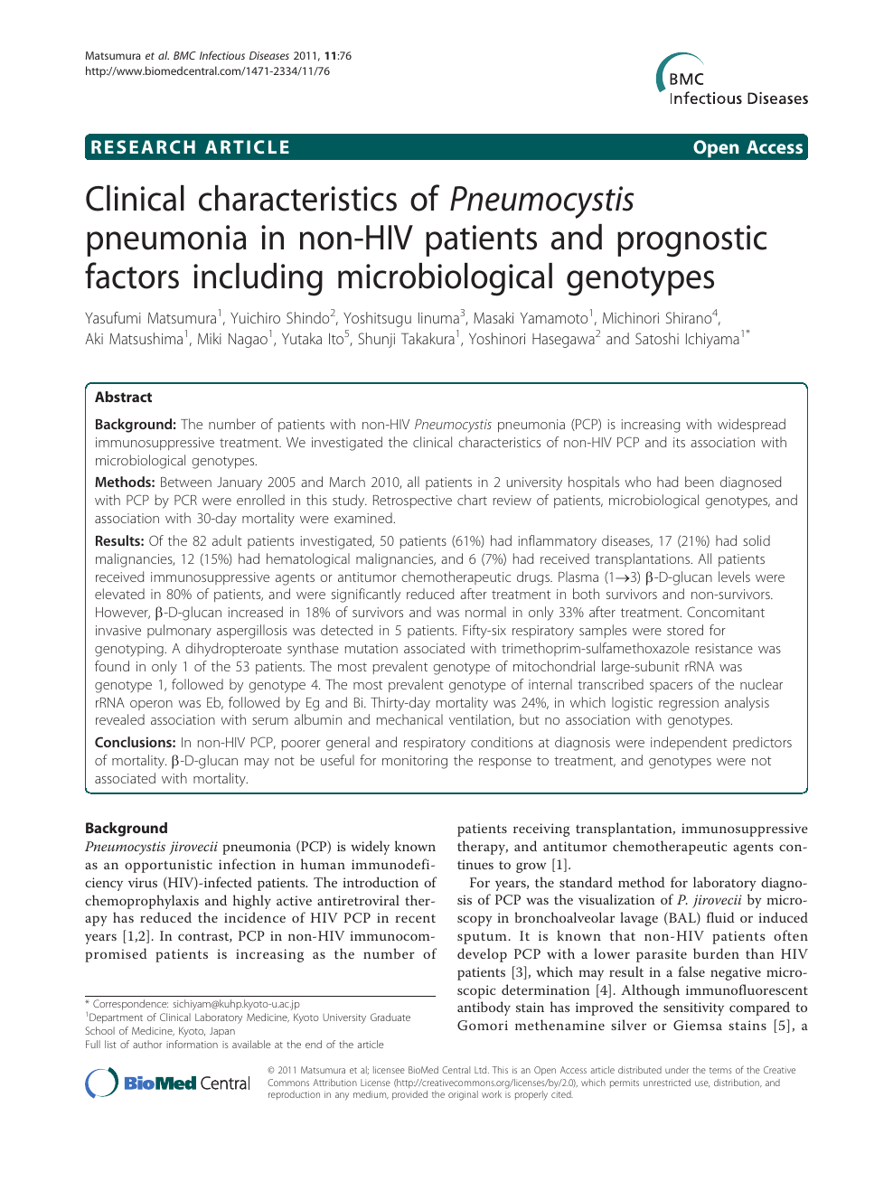 Clinical Characteristics Of Pneumocystis Pneumonia In Non Hiv Patients And Prognostic Factors Including Microbiological Genotypes Topic Of Research Paper In Health Sciences Download Scholarly Article Pdf And Read For Free On Cyberleninka