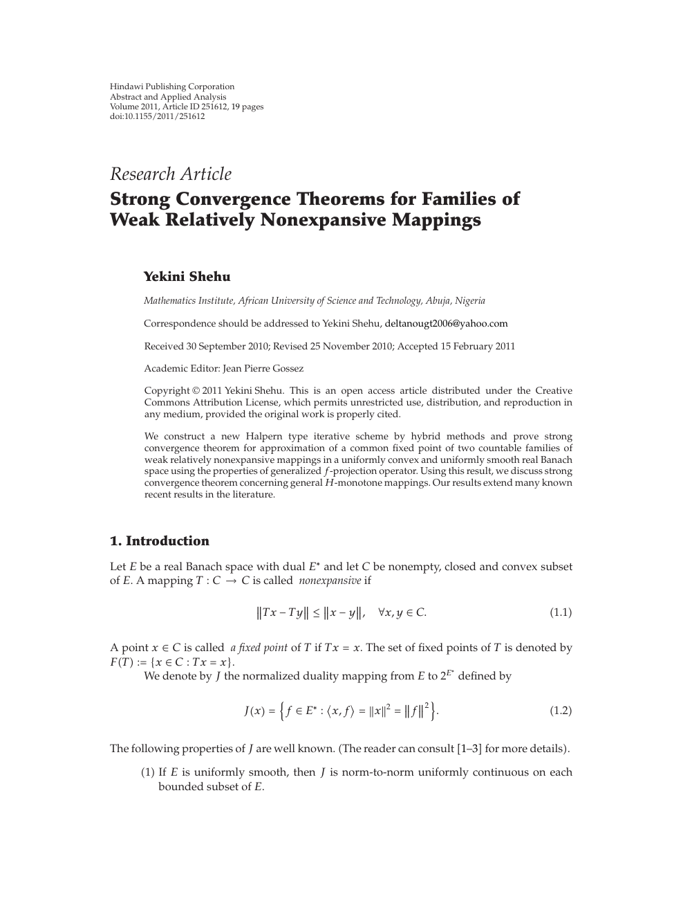 Strong Convergence Theorems For Families Of Weak Relatively Nonexpansive Mappings Topic Of Research Paper In Mathematics Download Scholarly Article Pdf And Read For Free On Cyberleninka Open Science Hub