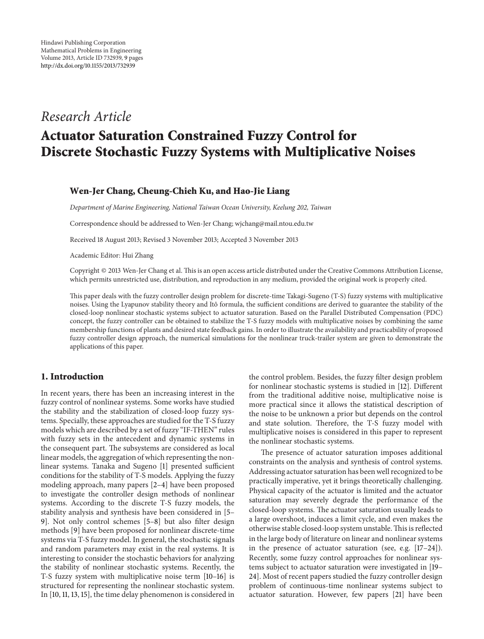 Actuator Saturation Constrained Fuzzy Control For Discrete Stochastic Fuzzy Systems With Multiplicative Noises Topic Of Research Paper In Mathematics Download Scholarly Article Pdf And Read For Free On Cyberleninka Open Science