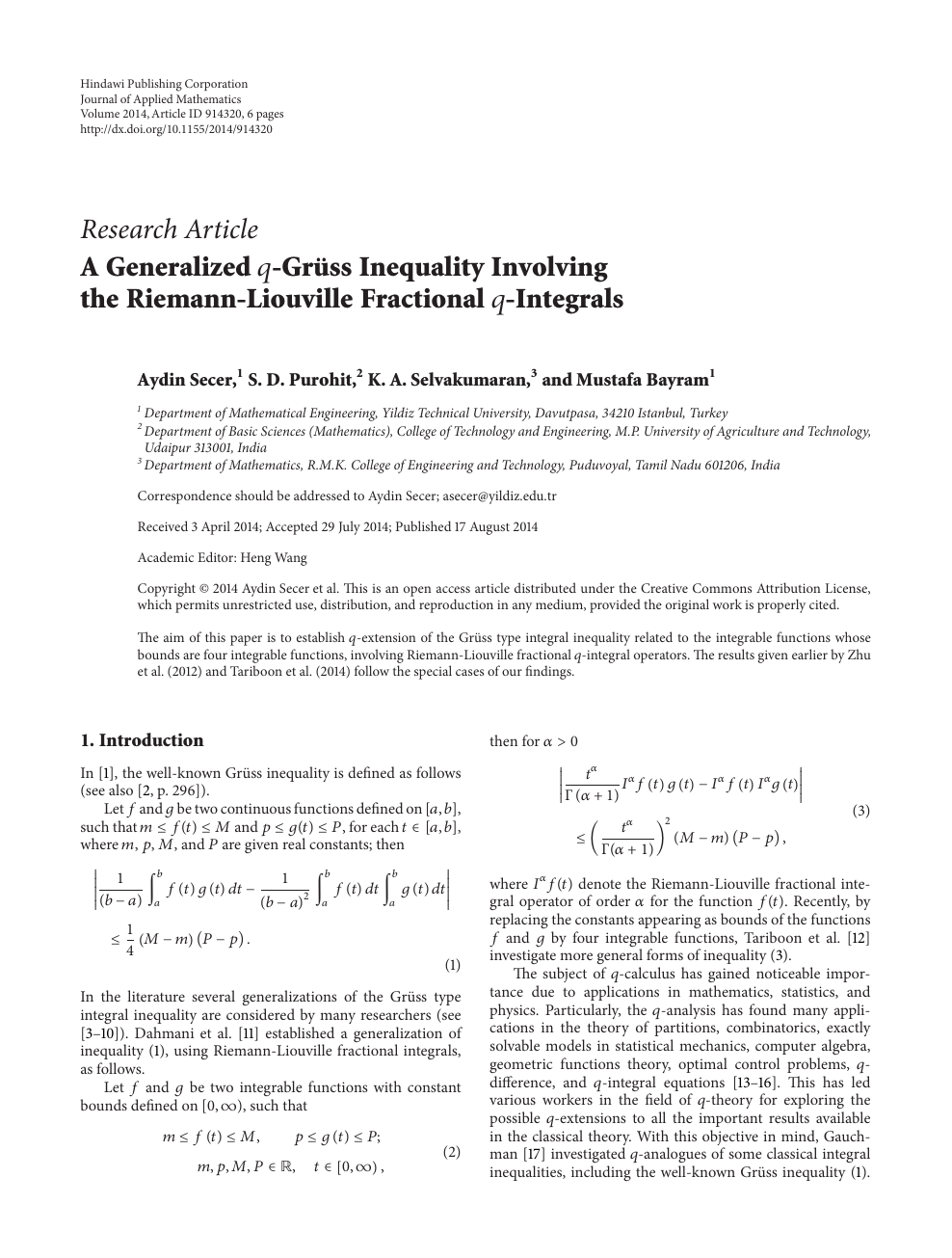 A Generalized Q Gruss Inequality Involving The Riemann Liouville Fractional Q Integrals Topic Of Research Paper In Mathematics Download Scholarly Article Pdf And Read For Free On Cyberleninka Open Science Hub