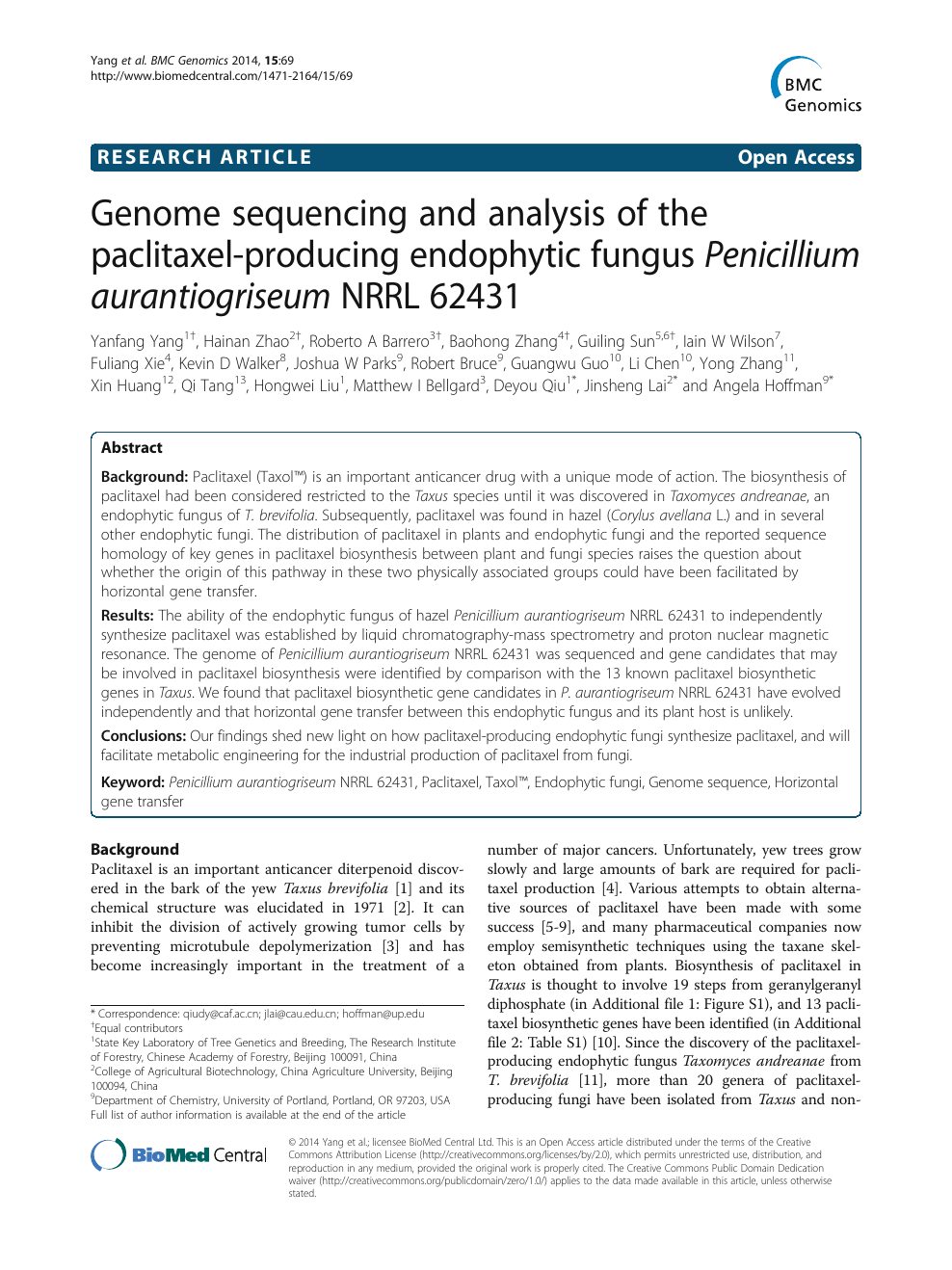 Genome S!   equencing And Analysis Of The Paclitaxel Producing - read paper