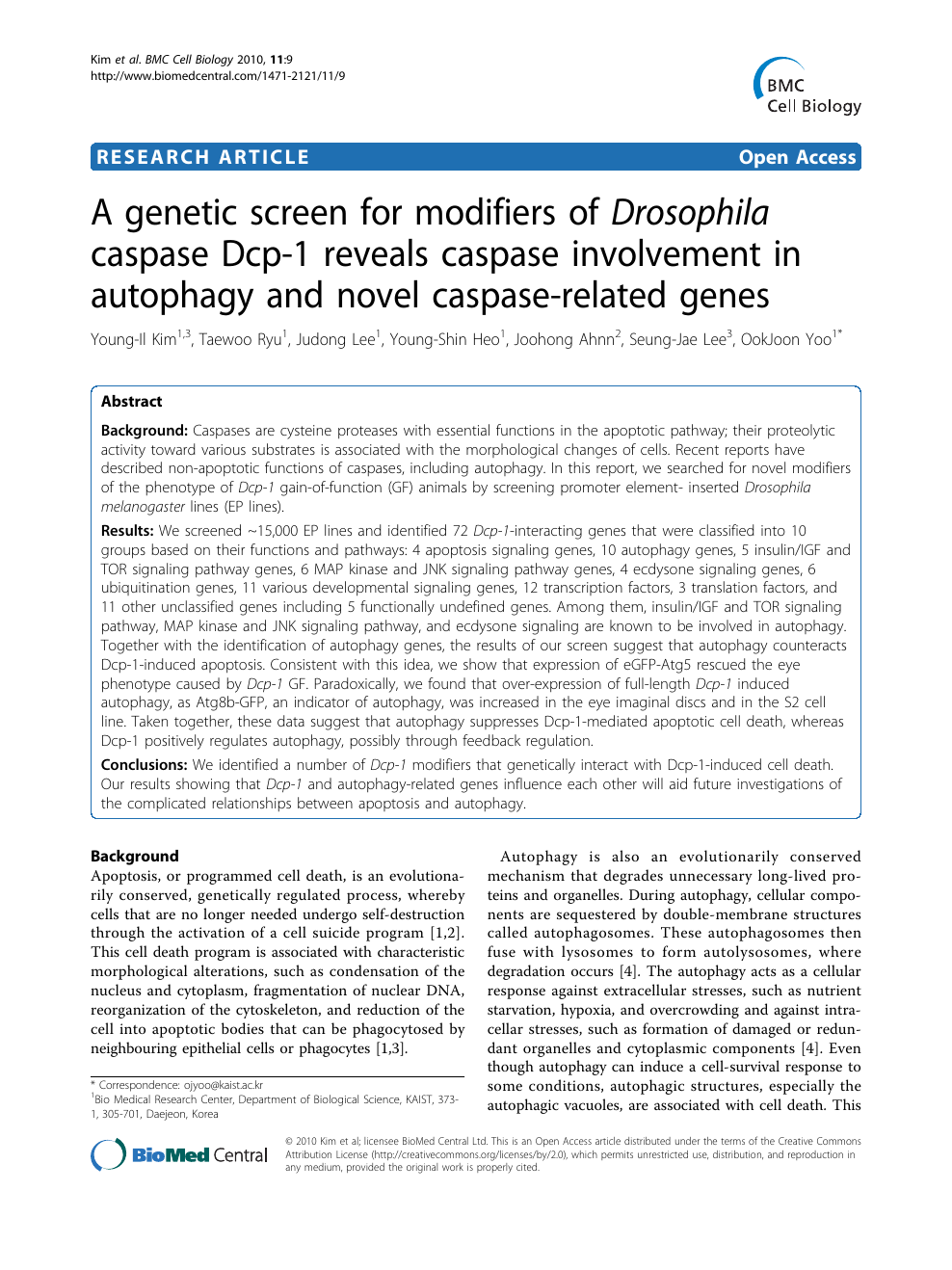 A genetic screen for modifiers of Drosophila caspase Dcp-1 reveals