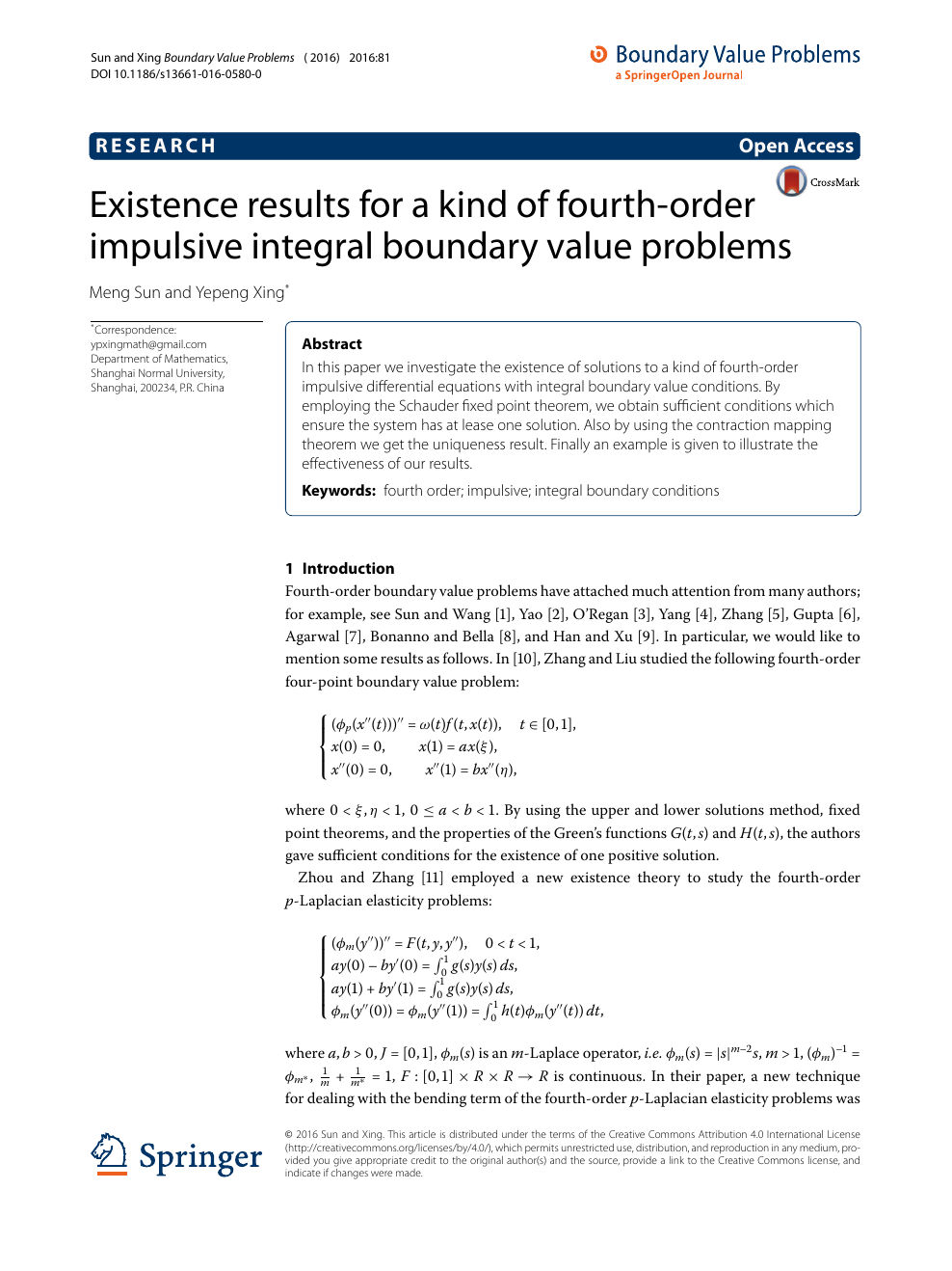 Existence Results For A Kind Of Fourth Order Impulsive Integral Boundary Value Problems Topic Of Research Paper In Mathematics Download Scholarly Article Pdf And Read For Free On Cyberleninka Open Science Hub