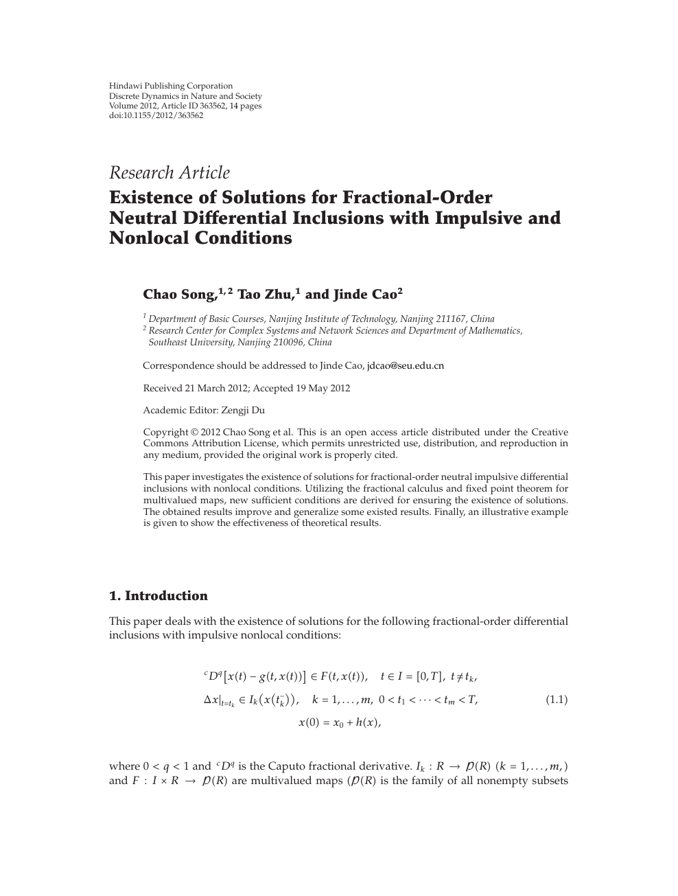 Existence Of Solutions For Fractional Order Neutral Differential Inclusions With Impulsive And Nonlocal Conditions Topic Of Research Paper In Mathematics Download Scholarly Article Pdf And Read For Free On Cyberleninka Open Science